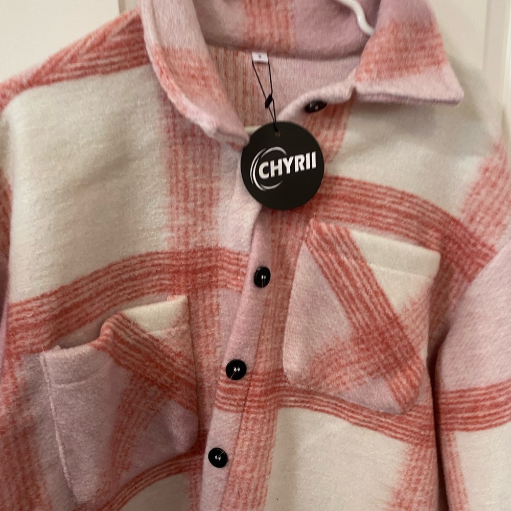 Pink Plaid Button-Up Shacket - Picture 2 of 4